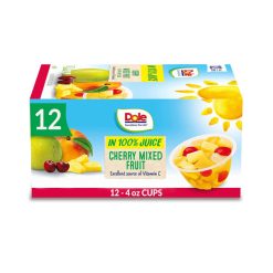 【2023 Flash Sale + Free Shipping】Dole 4 Oz 12 Count  Fruit Bowls Cherry Mixed Fruit in 100% Juice